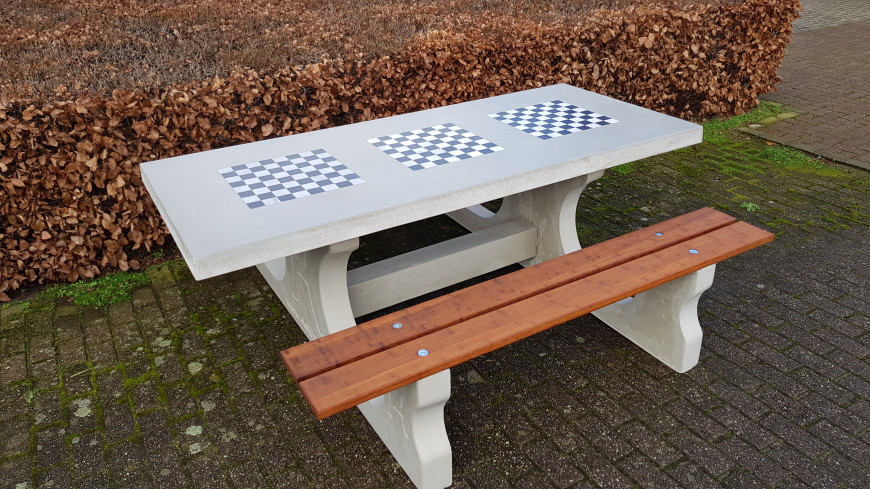 Natural Concrete Game Table with 3 Chess Boards