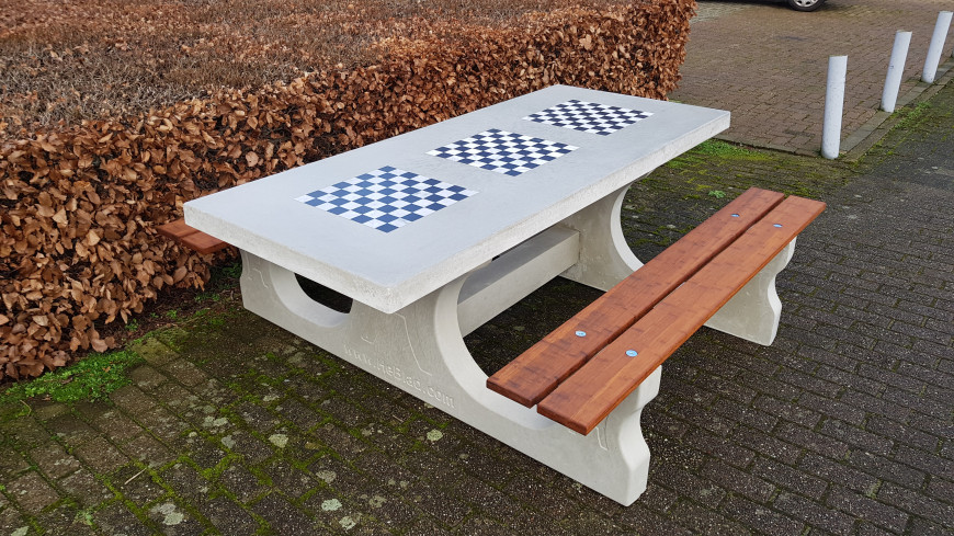 Natural Concrete Game Table with 3 Chess Boards