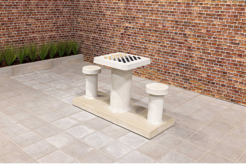 Spieltisch Dame Beton Naturell
