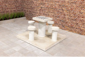 Table de jeu de dames en béton naturel 4 personnes