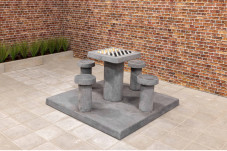 Table de jeu de dames en béton anthracite 4 personnes