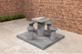 Table de jeu de dames en béton anthracite 4 personnes