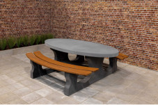 Picnic table DeLuxe Oval Anthracite-Concrete