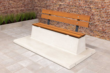Concrete bench DeLuxe with bottom plate and backrest