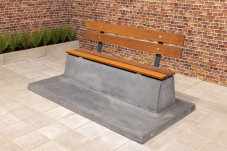 Bench DeLuxe with bottom plate and backrest Anthracite-Concrete