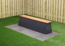 Banc DeLuxe anthracite en béton, assise en bambou