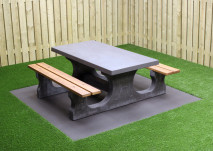 Concrete table with bamboo seats