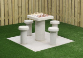 Concrete Chess Table, natural concrete, seats 4 people