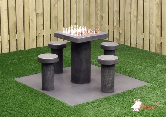 Spieltisch Schach Anthrazit-Beton für 4 Personen 