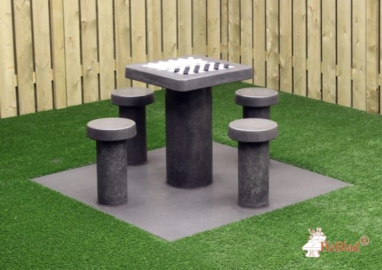 Spieltisch Dame Anthrazit-Beton für 4 Personen 