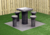 Checkers Table, Anthracite-Concrete,  seats 4 people
