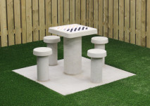 Table de jeu de dames en béton naturel, pour 4 personnes