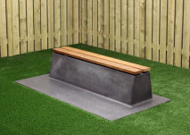 Banc DeLuxe en béton anthracite, avec plaque de fond et sans dossier